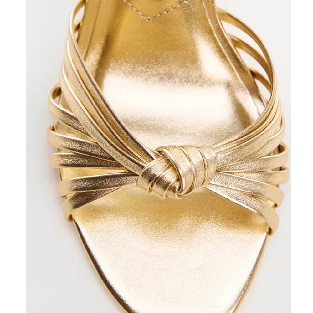 NWOB Mango Strappy Gold Heeled Sandal Size 40 Mango 9 US - Picture 4 of 8